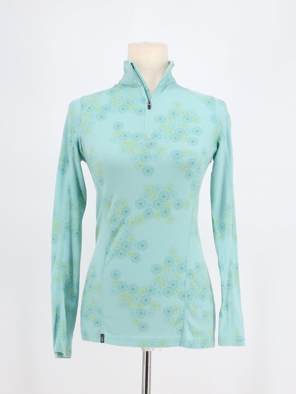 IBEX Women's Woolies 2 Merino Wool 1/4 Zip Top Aqua Blue Size S